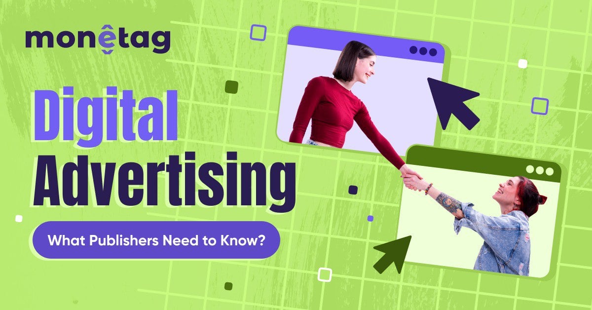 Monetag - visual showing how advertising helps publishers turn audience attention into profit through different ad types and formats