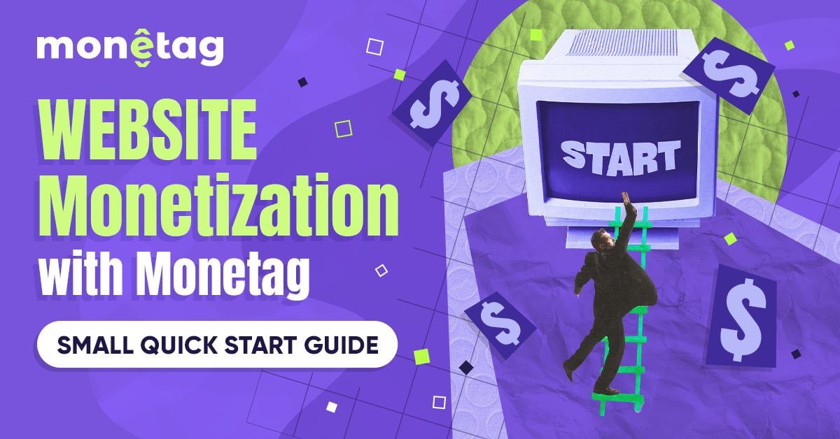 Monetag - website monetization with Monetag dashboard showing earnings growth and traffic insights